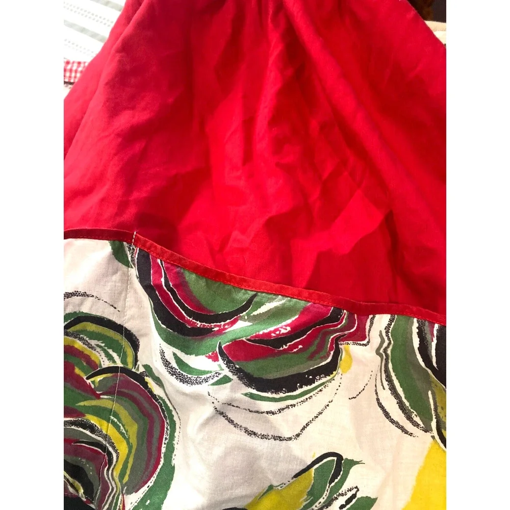 Hand Made Ironing Board Cover Table Runner Made from Vintage Aprons Red White